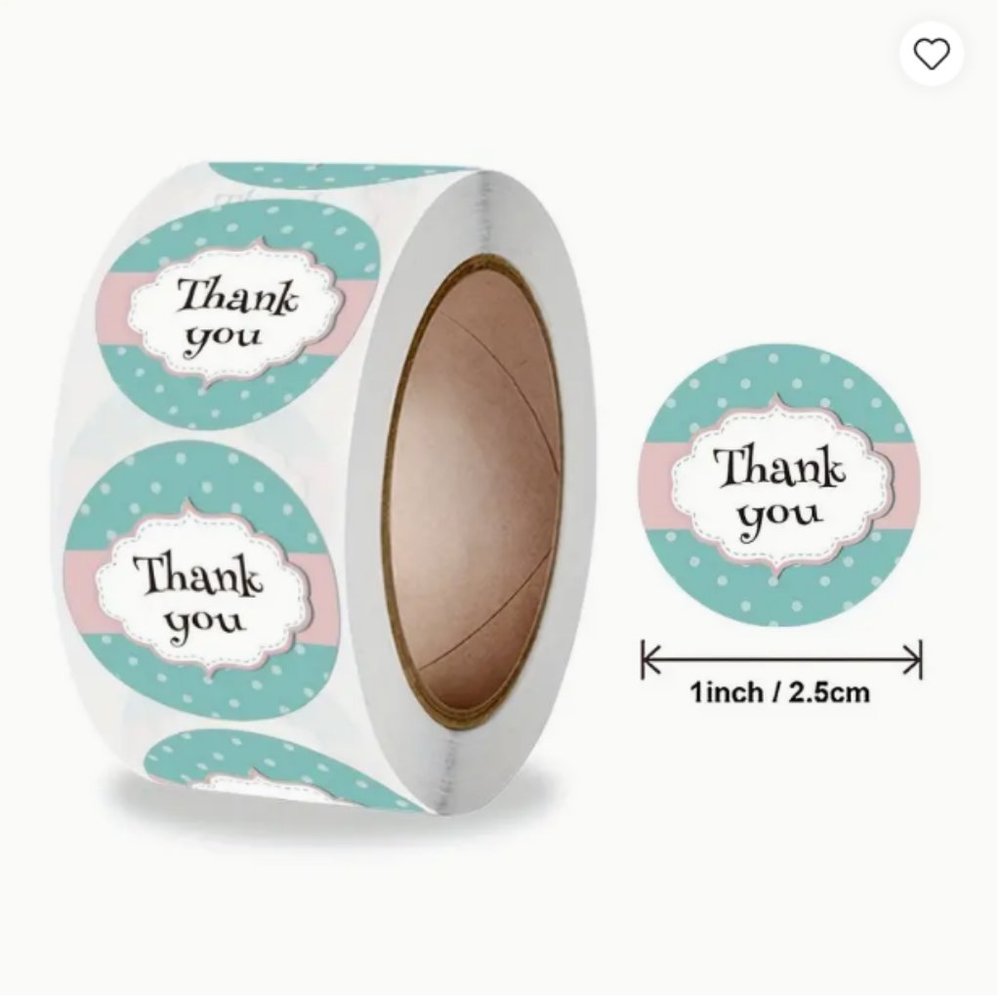 Thank you Stickers - light blue & pink - 500 pcs - NWT
